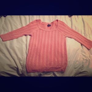 American Eagle 3/4 Sleeve Pink Knit Sweater